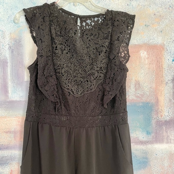 Xhilaration Wide Leg Jumpsuit w Lace Top Black-Medium - Picture 7 of 16